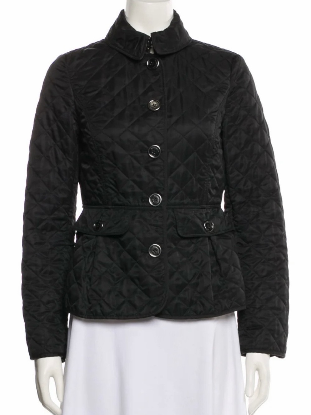 Burberry Black Quilted Utility Jacket with Button Front